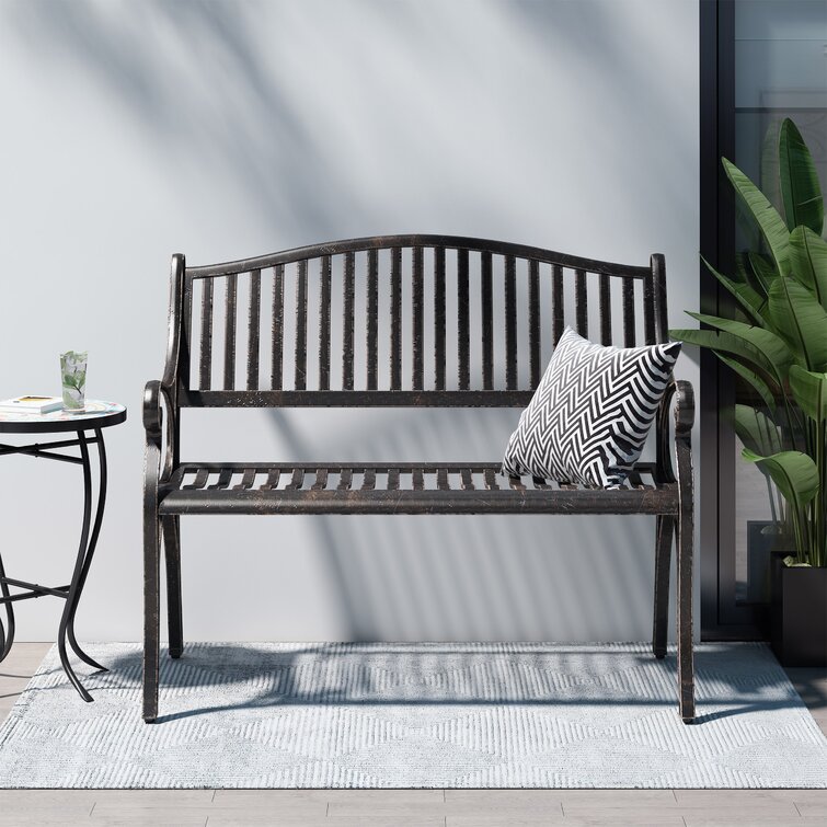 Cast aluminum patio discount bench